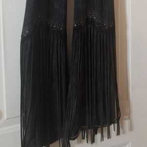 Fringe boot cut stretchy high waist with studs
